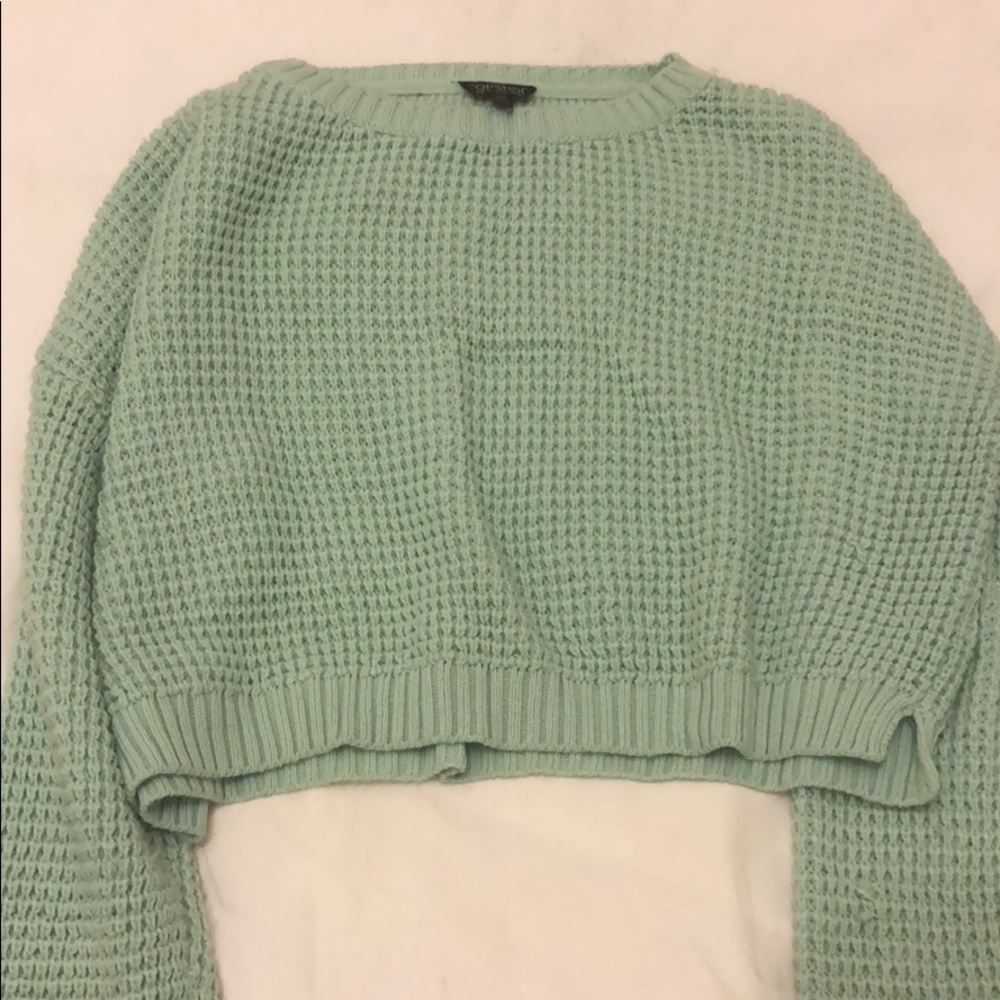 Sea green / blue waffle knit sweater